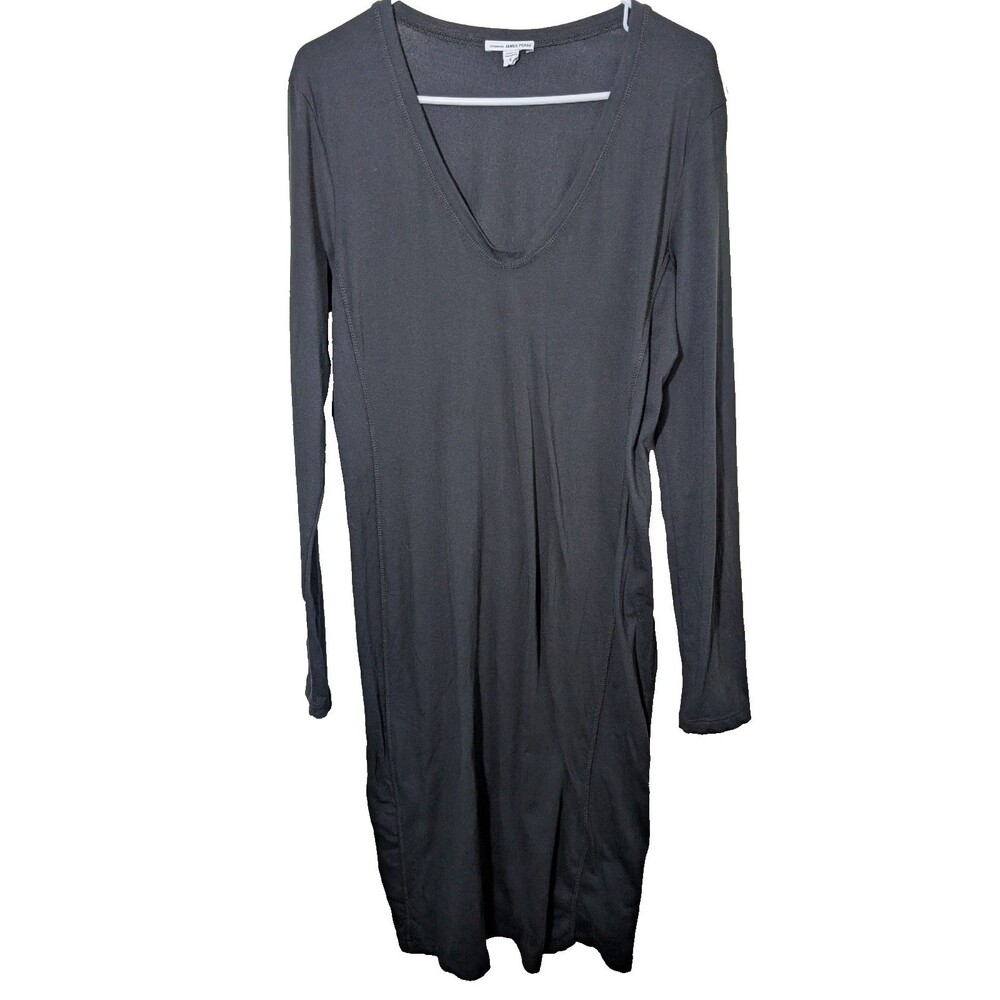 James Perse Scoop Neck Midi Dress Signet Classic Casual Size 4 XL